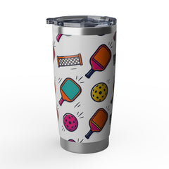 Colorful Travel Cup with Pickleball Design, 20oz Stainless Steel Tumbler
