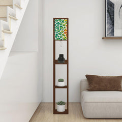 Rainbow Cheetah Floor Lamp with Shelves | Y2K Leopard Print Standing Lamp, USB Ports