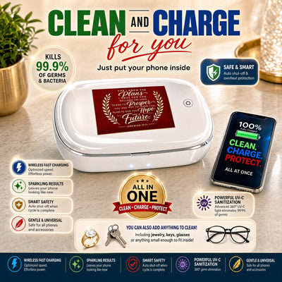 Jeremiah 29:11 Scripture Design UV Phone Sanitizer and Wireless Charging Pad