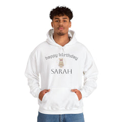 Personalized Birthday Hoodie | Custom Name, Birthday Cake Cat Graphic, Unisex Sweatshirt