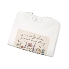 Be Kind Floral Crewneck Sweatshirt, Wildflower Art, Positive Message, Unisex Cozy Top